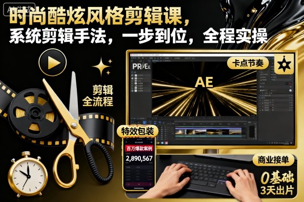 时尚酷炫风格剪辑课,系统剪辑手法,一步到位,全程实操-初遇