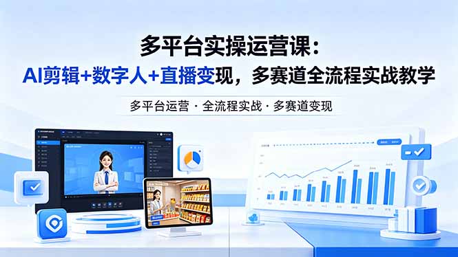 某团队多平台实操运营课-更新26年4月29：AI剪辑+数字人+直播变现，多赛道全流程实战教学-初遇