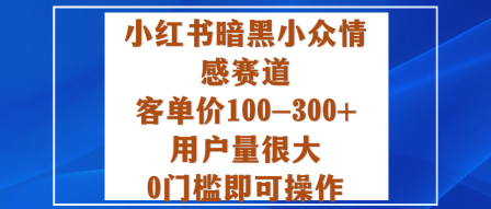 小红书暗黑小众情感赛道，客单价100-300+用户量很大，0门槛即可操作-初遇