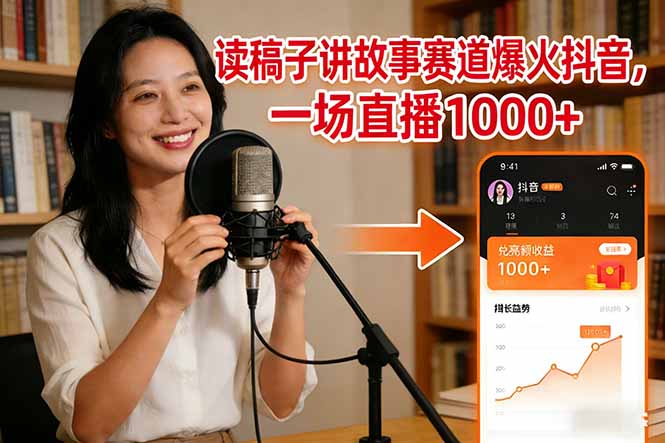 读稿子讲故事赛道爆火抖音，一场直播日入1000+-初遇