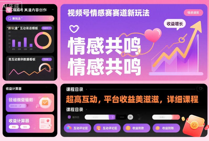 视频号情感赛道新玩法,超高互动,平台收益美滋滋,详细课程-初遇