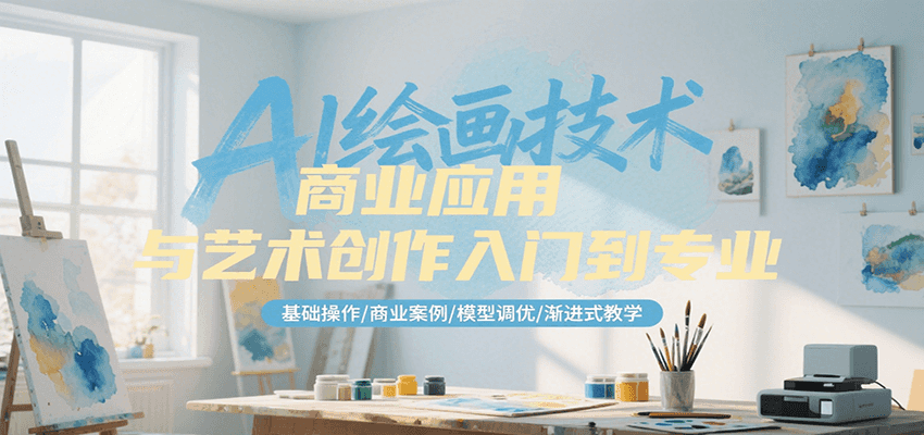 AI绘画技术商业应用与艺术创作入门到专业,基础操作/商业案例/模型调优/渐进式教学-初遇