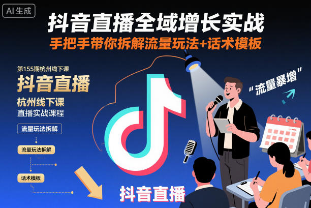 抖音直播全域增长实战第155期杭州线下课,手把手带你拆解流量玩法+话术模板-初遇