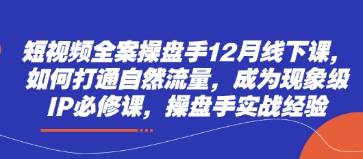 短视频全案操盘手12月线下课，如何打通自然流量，成为现象级IP必修课，操盘手实战经验-初遇