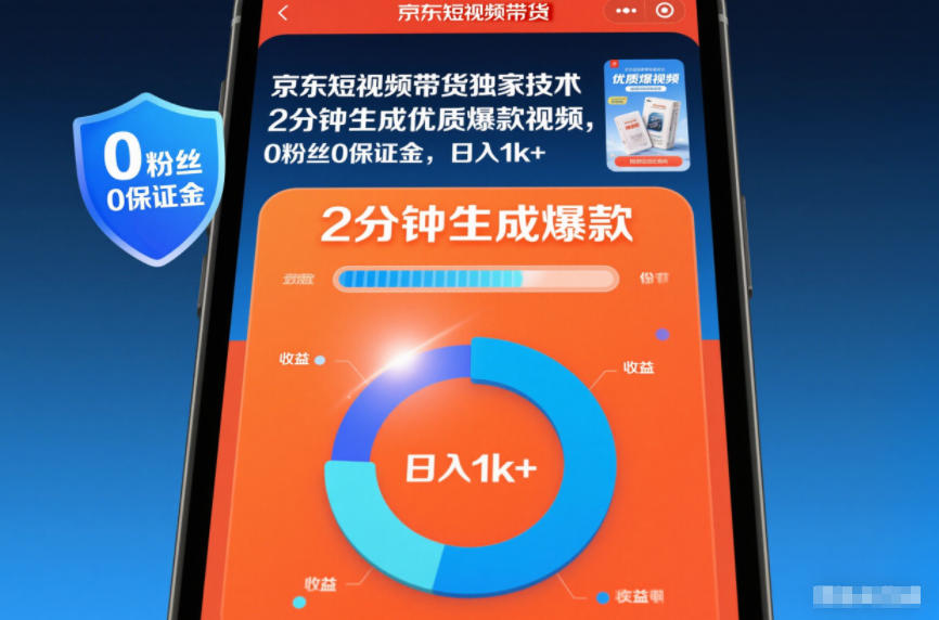 京东短视频带货独家技术,2分钟生成一条优质爆款视频,0粉丝0保证金,日入1k+【揭秘】-初遇