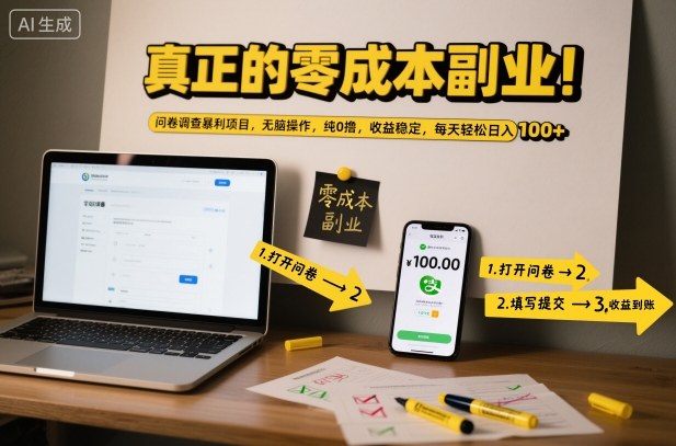 真正的零成本副业!问卷调查暴利项目,无脑操作,纯0撸,收益稳定,每天轻松日入100+【揭秘】-初遇