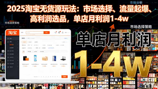 2025淘宝无货源玩法:市场选择、流量起爆、高利润选品,单店月利润1-4w-初遇