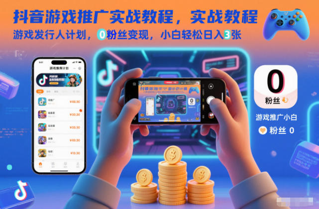 抖音游戏推广实战教程,游戏发行人计划,0粉丝变现,小白轻松日入3张-初遇