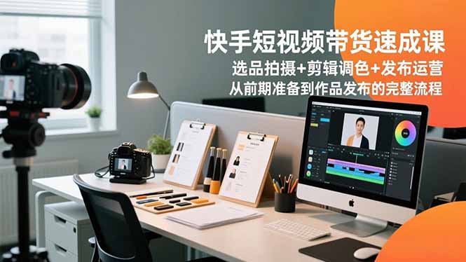 快手短视频带货速成课，选品拍摄+剪辑调色+发布运营，从前期准备到作品发布的完整流程-初遇