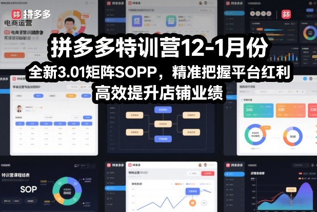 拼多多特训营12-1月份，全新3.01矩阵Sop，精准把握平台红利，高效提升店铺业绩-初遇