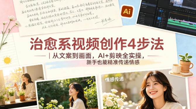 治愈系视频创作4步法｜从文案到画面，AI+剪映全实操，新手也能精准传递情感-初遇