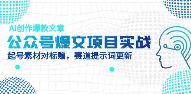 公众号爆文项目实战，AI创作爆款文章，起号素材对标赠(附赛道AI提示词-初遇