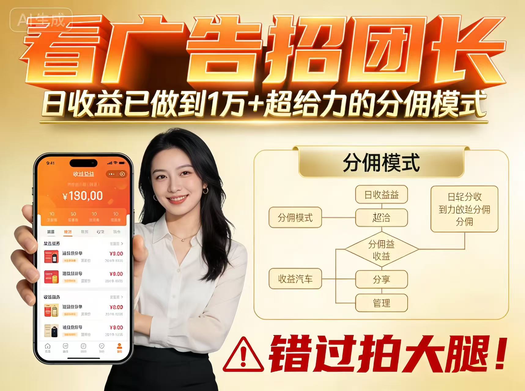 看广告招团长,团队收益已做到日入1万,分佣模式超给力,错过拍大腿-初遇