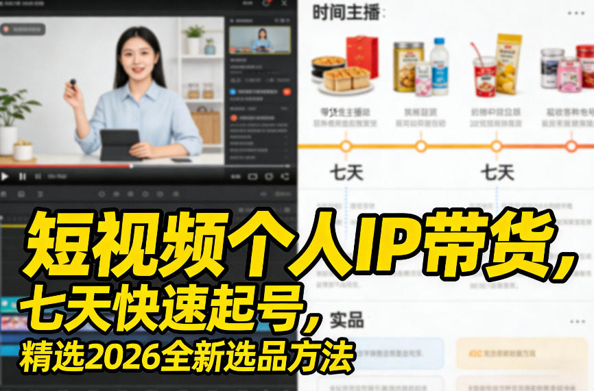 短视频个人IP带货，七天快速起号，精选2026全新选品方法-初遇