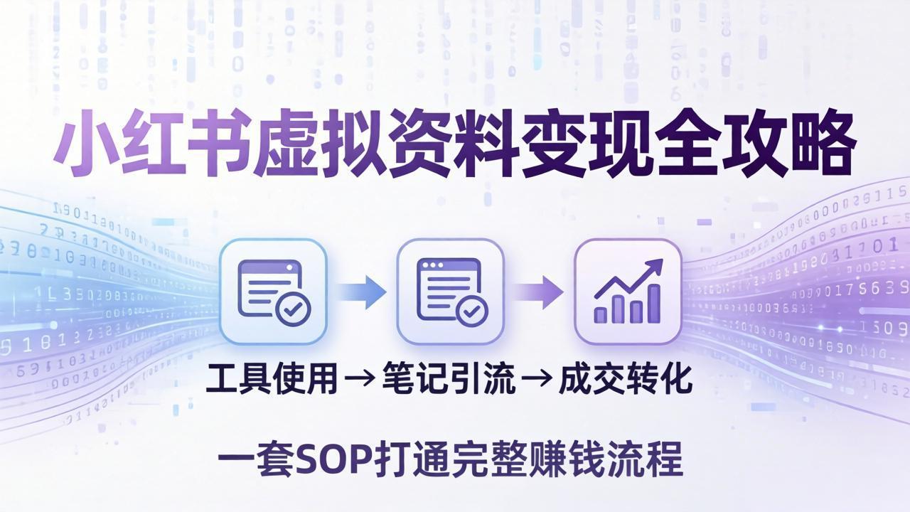 小红书虚拟资料变现全攻略：从工具使用到笔记引流成交，一套 SOP 打通完整赚钱流程-初遇