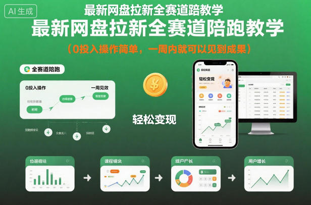 最新网盘拉新全赛道陪跑教学,0投入操作简单,一周内就可以见到成果-初遇