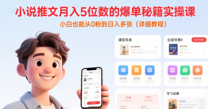 小说推文月入5位数的爆单秘籍实操课,,小白也能从0粉到日入多张(详细教程)-初遇