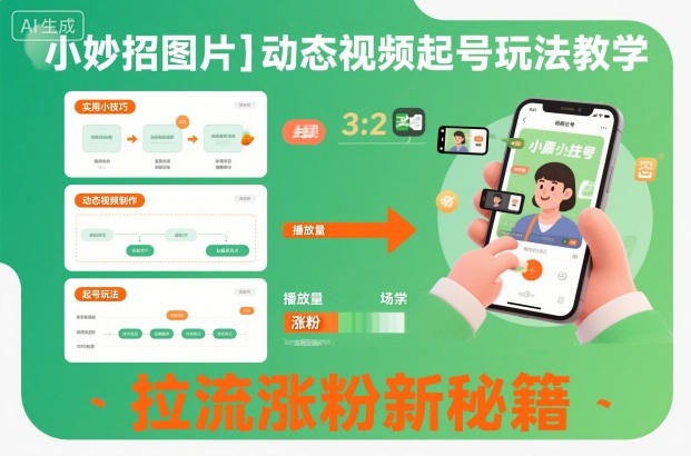 小妙招图片+动态视频起号玩法教学,拉流涨粉新秘籍-初遇