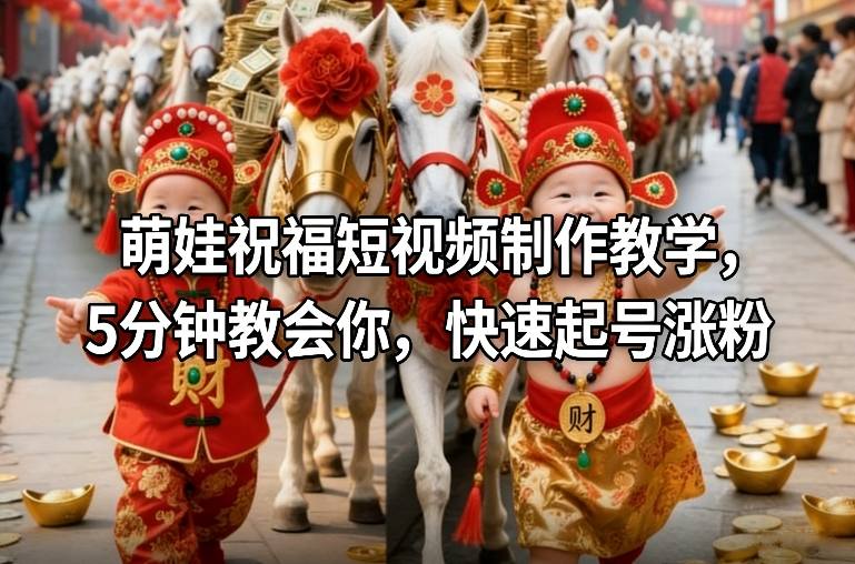 萌娃祝福短视频制作教学，5分钟教会你，快速起号涨粉-初遇