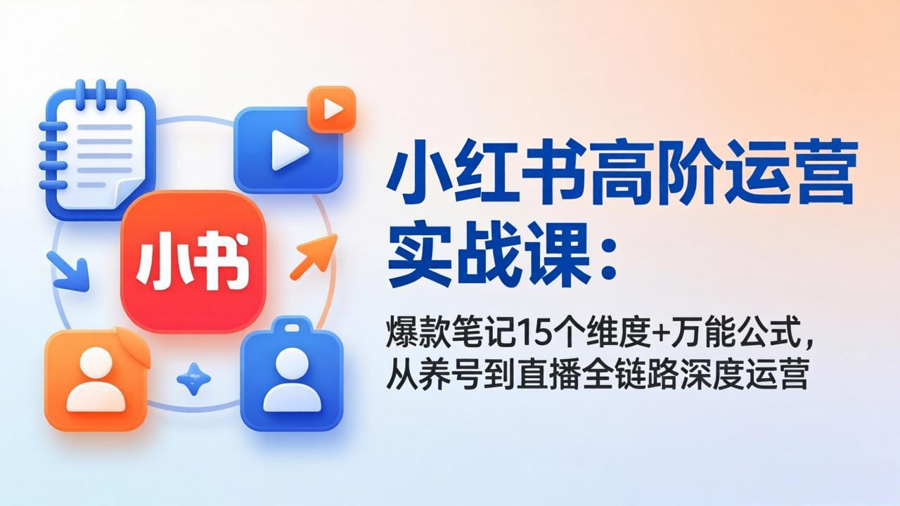 小红书高阶运营实战课：爆款笔记15个维度+万能公式，从养号到直播全链路深度运营-初遇
