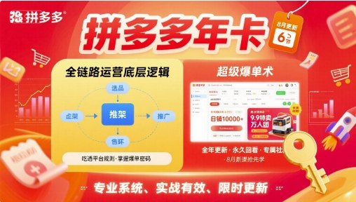 拼多多年卡，拼多多全链路运营底层逻辑，超级爆单术【更新26年3月29日】-初遇