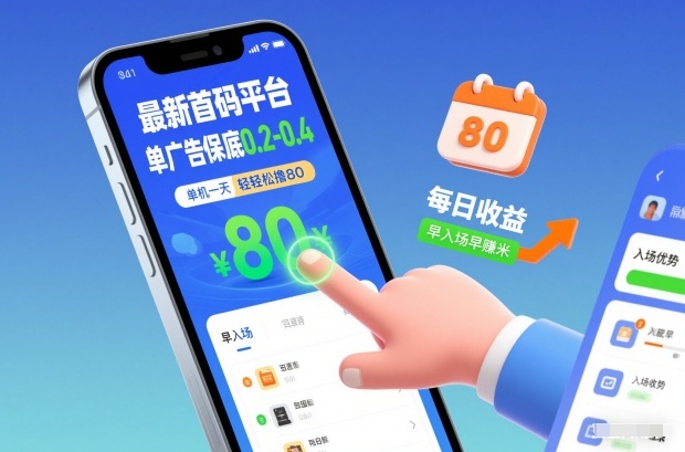 最新首码平台，单广告保底0.2-0.4，单机一天轻松撸80，早入场早賺米【揭秘】-初遇