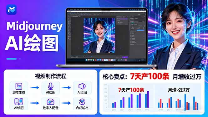 AI绘图照片开口说话视频制作:Midjourney+数字人,7天产100条月增收过万-初遇