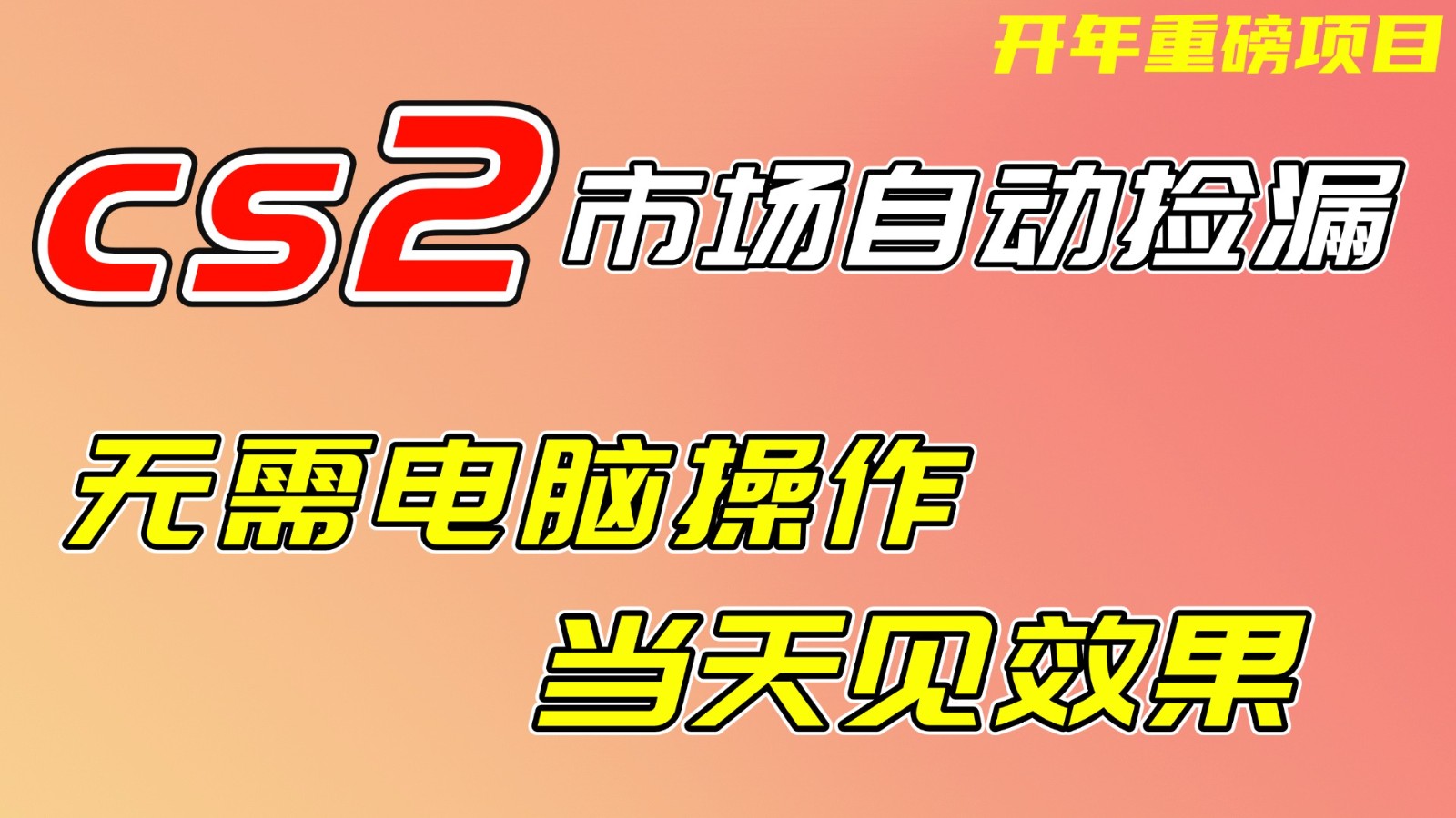 CS2市场挂机项，无需电脑操作，无需进入游戏，当天见效果，支持任何形式验证-初遇
