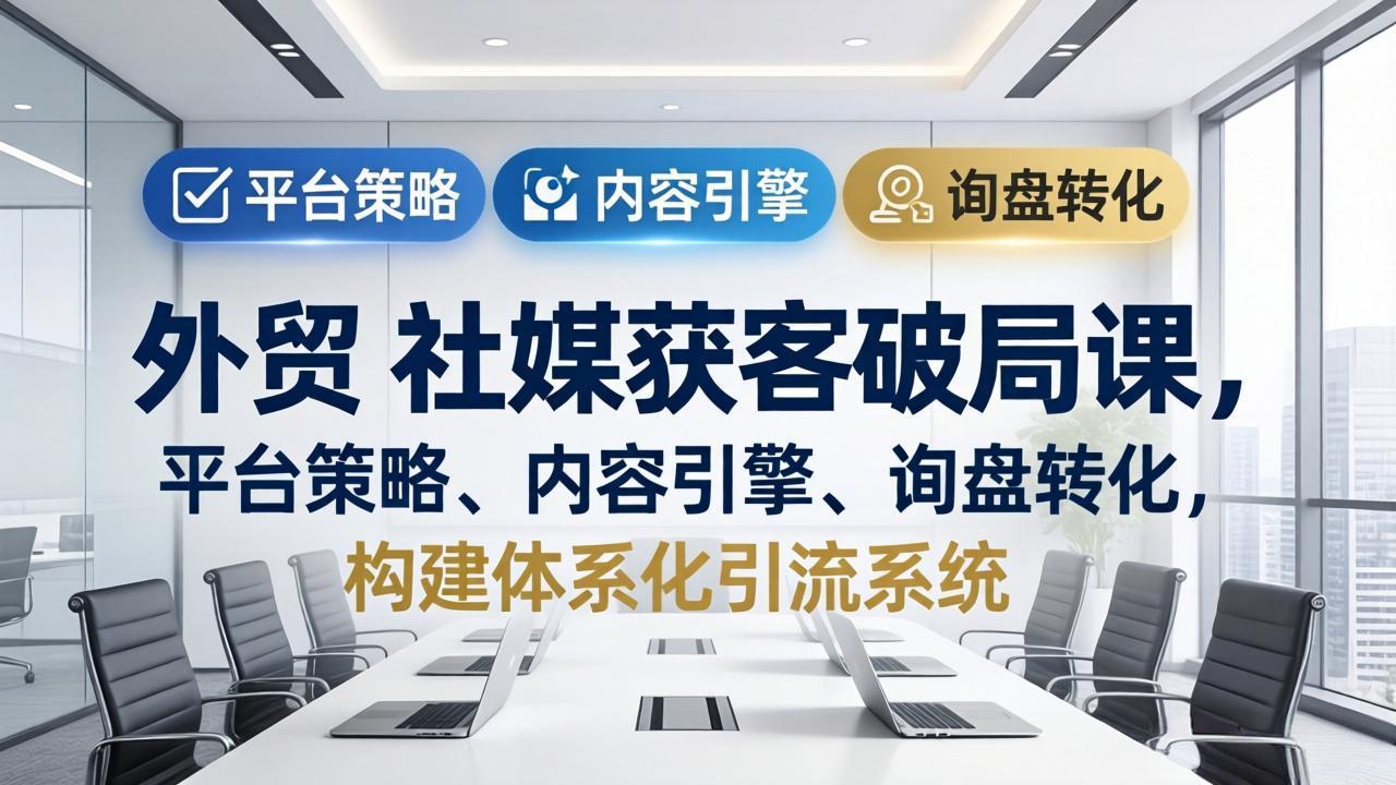 外贸 社媒获客破局课，平台策略、内容引擎、询盘转化，构建体系化引流系统(更新26年3月-初遇