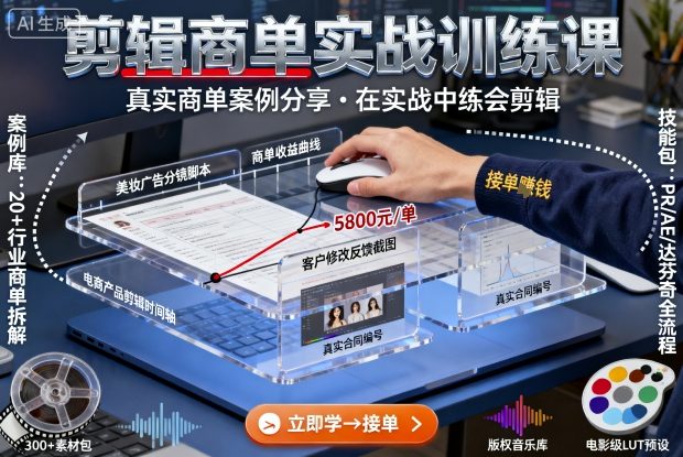 剪辑商单实战训练课,真实商单案例分享,在实战中练会剪辑-初遇