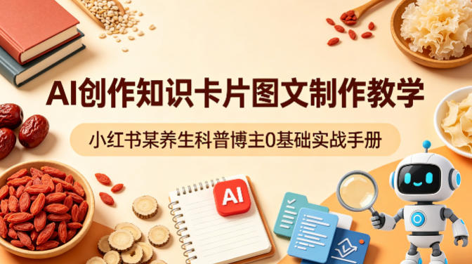 AI创作知识卡片图文制作教学，小红书某养生科普博主0基础实战手册-初遇