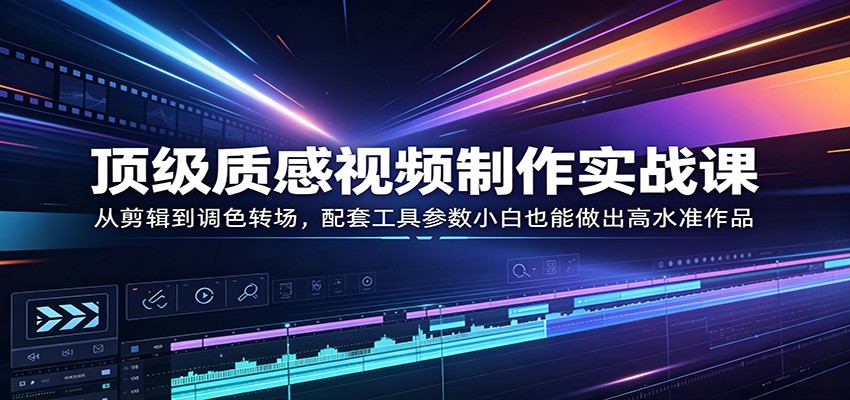 顶级质感视频制作实战课：从剪辑到调色转场，配套工具参数小白也能做出高水准作品-初遇