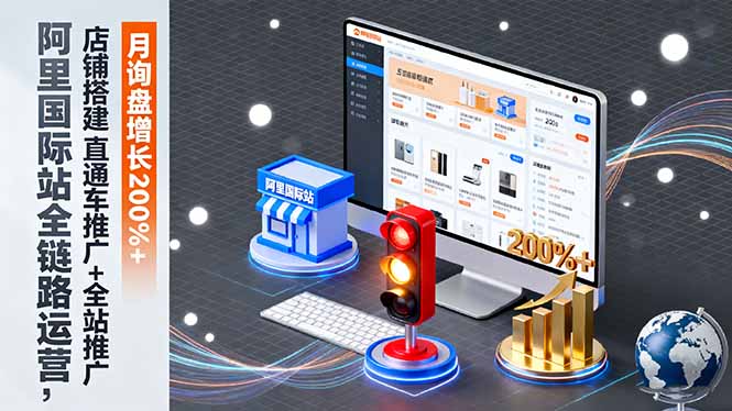 阿里国际站全链路运营,店铺搭建+直通车推广+全站推广,月询盘增长200%+-初遇