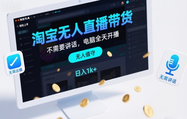 淘宝无人直播带货,不需要出镜,不需要讲话,电脑全天开播,轻松上手,日入1k+【揭秘】-初遇