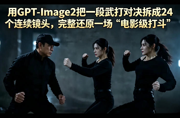 用GPT-Image2把一段武打对决拆成24个连续镜头，完整还原一场“电影级打斗”-初遇