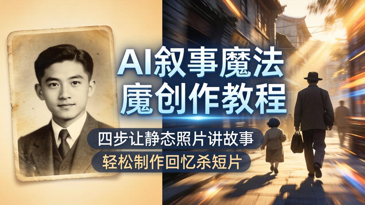 AI叙事魔法创作教程，四步让静态照片讲故事，老照片修复加动态特效，轻松制作回忆杀短片-初遇