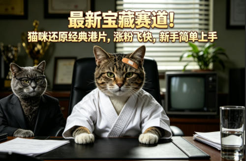 最新宝藏赛道！猫咪还原经典港片，涨粉飞快，新手简单上手-初遇