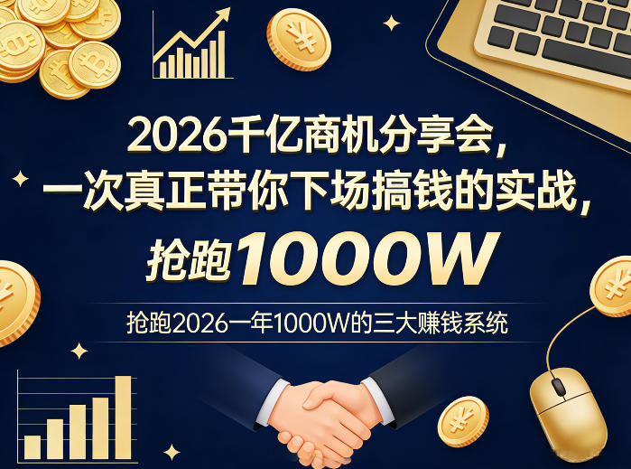 2026千亿商机分享会，一次真正带你下场搞钱的实战，抢跑2026一年1000W的三大賺钱系统-初遇