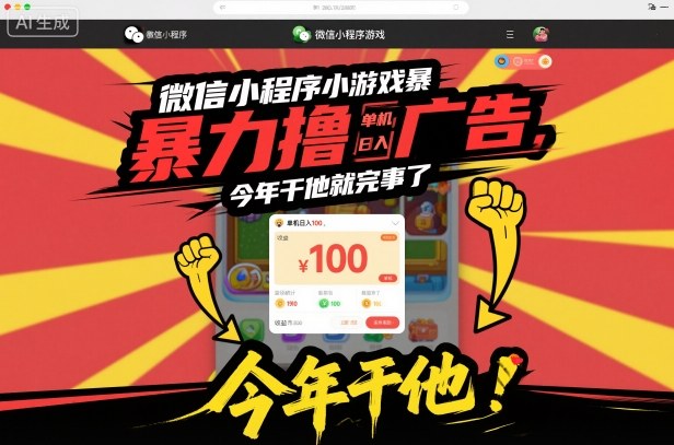 微信小程序小游戏暴力撸广告,单机日入100,今年干他就完事了-初遇