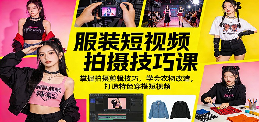 服装短视频拍摄技巧课：掌握拍摄剪辑技巧，学会衣物改造，打造特色穿搭短视频-初遇