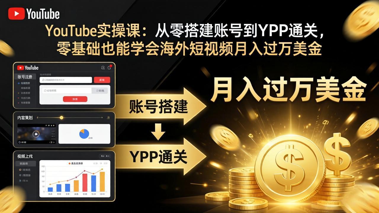 YouTube实操课：从零搭建账号到YPP通关，零基础也能学会海外短视频月入过万美金-初遇