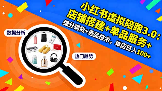 小红书虚拟陪跑3.0:店铺搭建+单品服务+细分铺货+选品技术,单店日入100+-初遇
