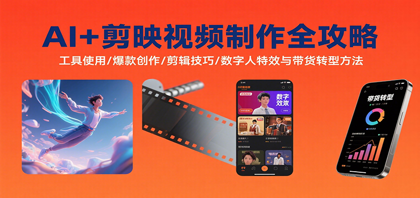 AI+剪映视频制作全攻略：工具使用/爆款创作/剪辑技巧/数字人特效与带货转型方法-初遇