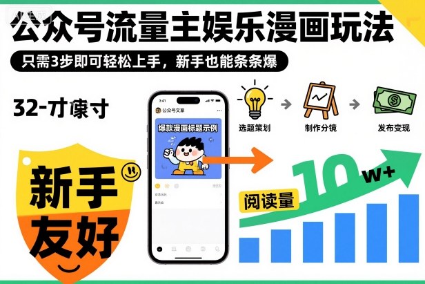 公众号流量主娱乐漫画玩法,只需3步即可轻松上手,新手也能条条爆-初遇