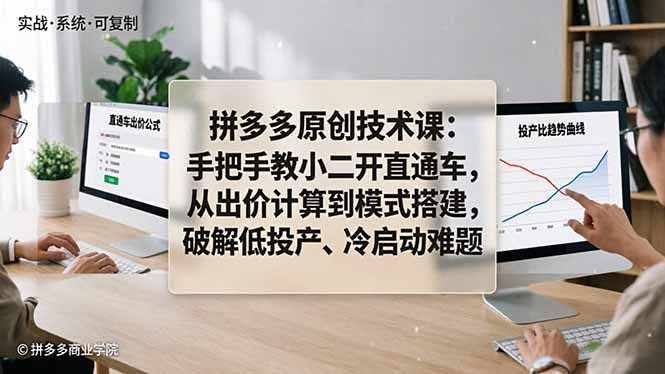 拼多多原创技术课：手把手教小二开直通车，从出价计算到模式搭建，破解低投产、冷启动难题-初遇