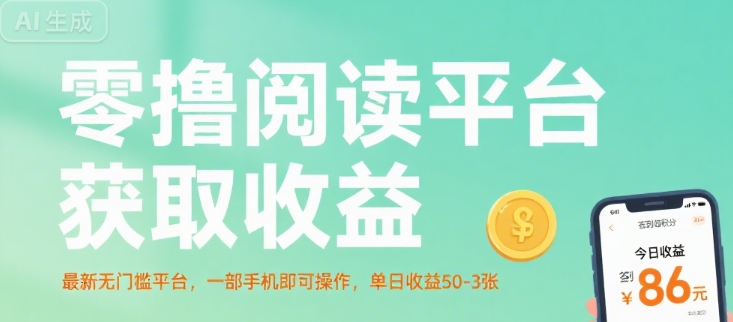 零撸阅读平台获取收益，最新无门槛平台，一部手机即可操作，单日收益50-3张【揭秘】-初遇