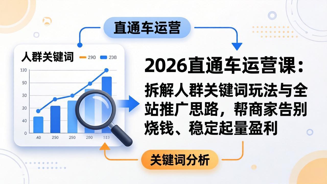 2026直通车运营课：拆解人群关键词玩法与全站推广思路，帮商家告别烧钱、稳定起量盈利-初遇