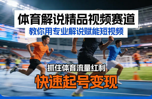 体育解说精品视频赛道，教你用专业解说赋能短视频，抓住体育流量红利，快速起号变现-初遇