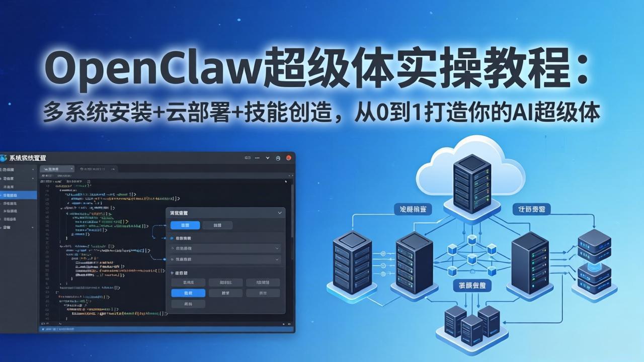 OpenClaw-小龙虾 超级体实操教程：多系统安装+云部署+技能创造，从0到1打造你的AI超级体-初遇