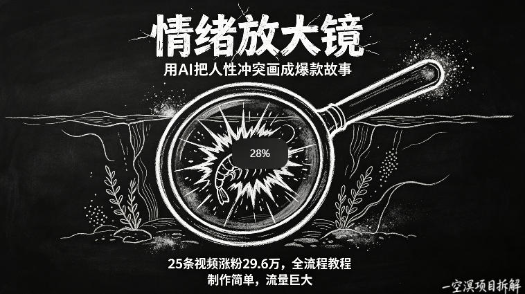 AI制作“情绪放大镜“视频，25条视频涨粉29.6W粉，流量巨大，制作简单，全流程教程-初遇